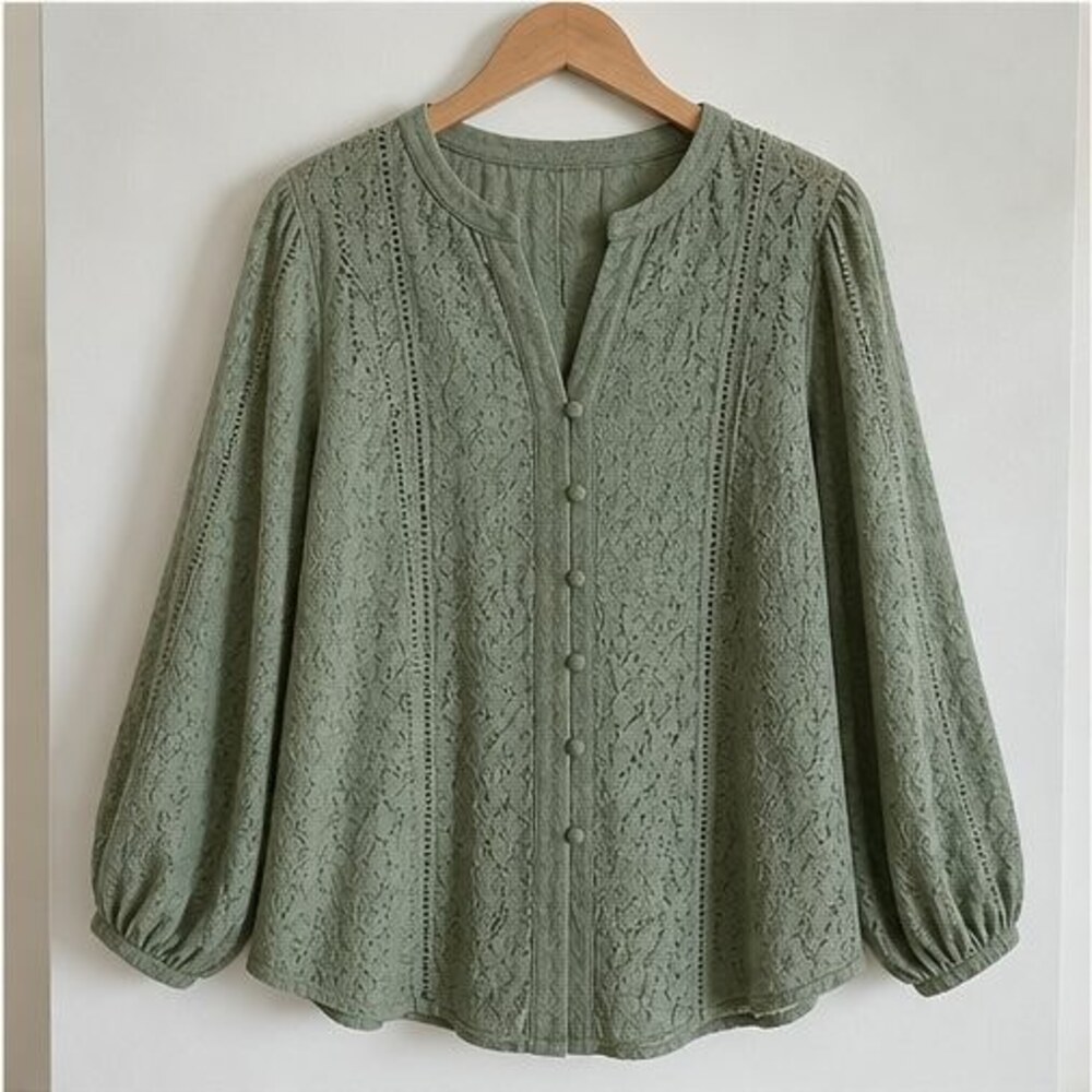 Sage Button Blouse